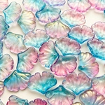 10個　チェコガラスビーズ  イチョウの葉 ビーズ ペタル 花びら 花弁 クリアオーロラピンクミンド