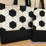 レッスンバッグ&上履き入れ　キルティング　サッカーボール柄　お稽古バック 絵本バック 手提げ袋  男の子