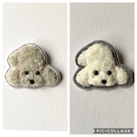 cさまオーダー品・お伏せなプードルブローチ・ホワイト