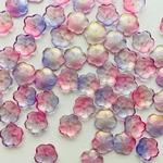B58Rinn 15個　チェコガラスビーズ  梅フラワー ビーズ ペタル 花びら 花弁 クリアオーロラピンク