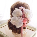 春待ち♡胡蝶蘭 造花 髪飾り ピンクタッセルや桜の髪飾り和装前撮りに