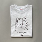 「こねこ」手描きデザインTシャツ　カラー/ホワイト　Mサイズのみ　