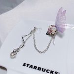 蝶々 ビジュー イヤーカフ &樹脂ノンホールピアス 絹