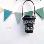 小花の刺繍入り♡持ち歩き★カップホルダー/ドリンクホルダー★タピオカホルダーにも♪送料無料