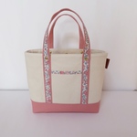41.リバティと帆布のトートバック Felicite フェリシテピンク×コーラル
