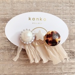   ヘアクリップ◡̈【刺繍パールとレオパード】