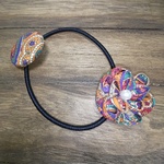 つまみ細工のまんまるお花のヘアゴム