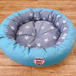 爆睡☆犬猫ペットベッドＭサイズ《くすみブルー帆布＆グレーラメ入り星柄》