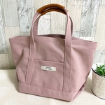 本革グリップトートバッグ　帆布　アッシュピンク
