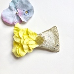 大きなリボンバレッタ  花びらイエロー