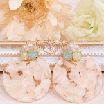 菜の花♡マーブルカラープレート　ビジューピアス　イヤリング