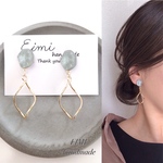【EIMI】ミントグリーン×ゴールドうねりフープ＊ ピアス/イヤリング