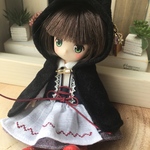 長袖ハイジワンピース(紫)&黒猫ケープ