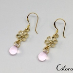 ☆3mm☆インカローズ（ピンク）☆ガーネット（ワインレッド）☆ヘマタイト（ゴールドカラー）☆ピアス☆18KGP☆ハンドメイド☆イヤリング☆１月誕生石☆