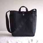 【受注制作】帆布の縦長トートバッグ  2WAY ブラック