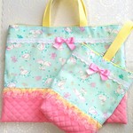 レッスンバッグとシューズバッグ☆スワン（ミントグリーン）