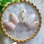 ジェルネイル#大理石ネイル#ピンクベージュ#アンティーク#ネイルチップ#ニュアンスネイル#冬ネイル