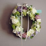 Orval wreath:ラベンダー＆ホワイトのオーバルリース
