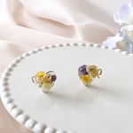 ku*momo𓆸𓇢ハート&リボン 夏のミモザ 小ぶりレジンピアス