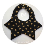●お星様スタイ/ビブ● gold paint dot ［black］ゴールドラメ　ペイント　ドット　リバーシブル　リュクス　女の子　男の子