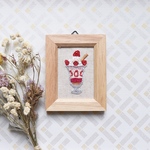 [新作] 刺繍ミニフレーム＊いちごパフェ🍓