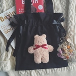 くまさん 巾着リボントートバッグ 