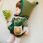 小人の草色3点セットB☆メルちゃん ソランちゃん レミンちゃん 服 ボンネット