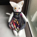 ソックモンキー ☆ ソックキャット  ☆ 和柄スカートの白猫ちゃん
