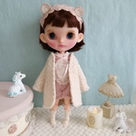 ブライスアウトフィット 🍎046 カーディガン&ロンパースセット ① ＊blythe outfit