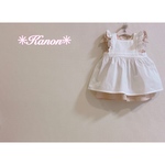 ★前後２way✳フリルエプロンワンピース✳８０・９０🌼【送料無料】ホワイト