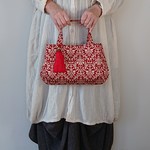 クラシカルハンドバック M ダマスク柄レッド