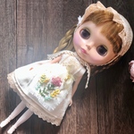 【送料無料】花の刺繍のエプロン＊ヘッドドレス付き＊セピアドレス＊ネオブライス サイズ