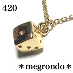 420.ダイス、サイコロのネックレス、マットゴールドカラー