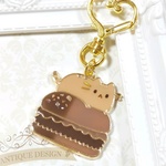チョコマカロンにゃんこ♡キーホルダー(茶猫)