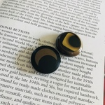 7641 フランス　ヴィンテージ ボタン 30mm×2個 ブラウン　ブラック
