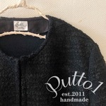 『harumaki35様オーダー品 2点セット』黒のループニットのノーカラージャケットと生成りリネンのギャザースカート