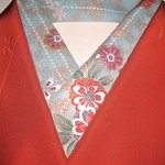 【新品】正絹半衿（丹後ちりめん）水色に金彩花