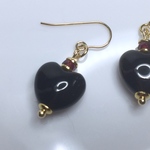 14kgf  オニキス ガーネット ハートピアス