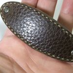 革のバレッタ　焦げ茶ｘベージュ