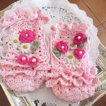 miyochan3様専用ページ・フリルが可愛いお花のペットボトルカバー2点・レース編み