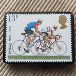 イギリス　自転車切手ブローチ5938