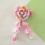 つまみ細工 ベビークリップ 春色ピンク 柄  