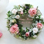 【miusagi11様専用ページ】フラワーリース☆Rose & Rose♪サーモンピンクの春リース♪ ウェディング♪お祝い