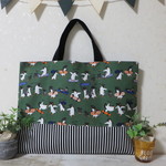 ☆再販☆　スケボー　ペンギン柄  マチ付きレッスンバック　習い事バッグ　塾バッグ　絵本袋　手提げバッグ　入園入学