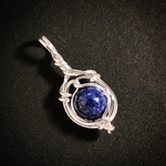 《ラピスラズリ》SILVER999ワイヤーアートネックレストップ032
