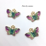 2pcs・真鍮製バタフライチャーム（パープル）c-234