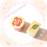 ミニスタンプ＜rose＊バラ＞&＜leaf＊葉っぱ＞セット＊消しはん