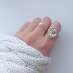 SALE❣️ 2点セット！パールリング＋ネイル風リング