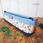 【ku様専用】№1203　倉敷帆布フルートバッグ＊スカイ×リバティミラベル×スモーキーブル－