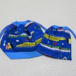 ＜ryu***さまご依頼品＞巾着袋２種＠新幹線（青）
